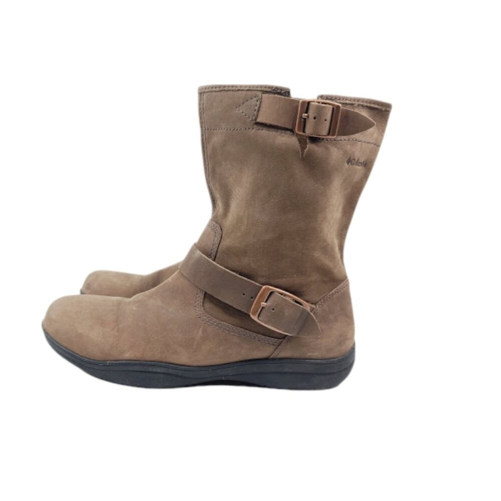 Columbia Women's Taupe Classic Buckle Leather Mid-Calf Moto‎ Boots Size 9.5